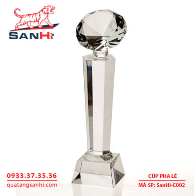 cúp pha lê hình trụ kim cương