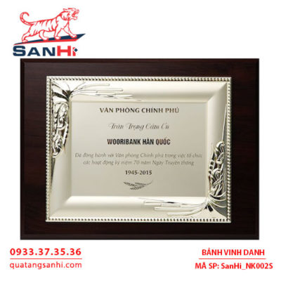 Bảng Vinh Danh Đồng mạ bạc SanHi-NK002S