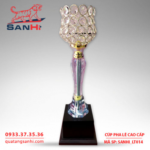 Cúp pha lê cao cấp chén thân vàng SanHi-LT014